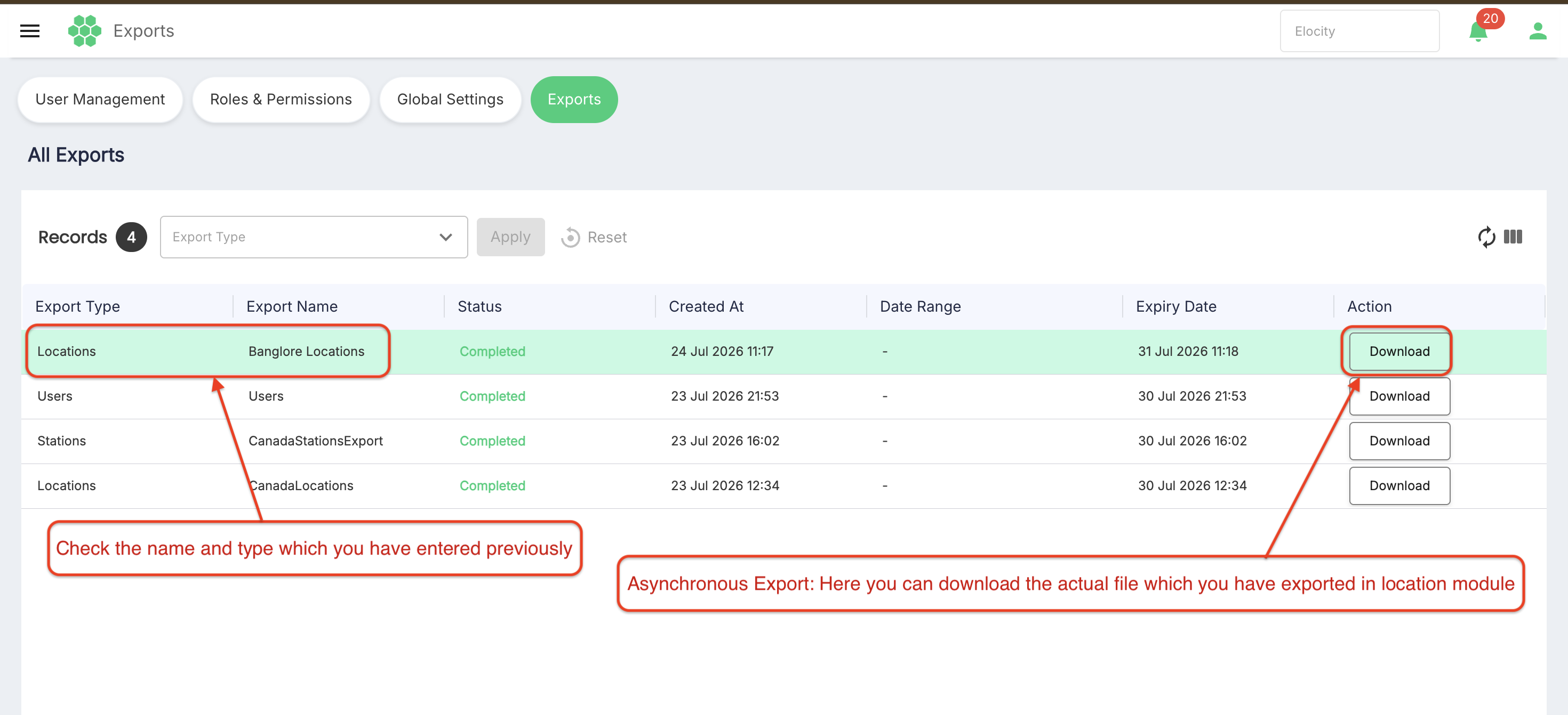 Asynchronous Export
