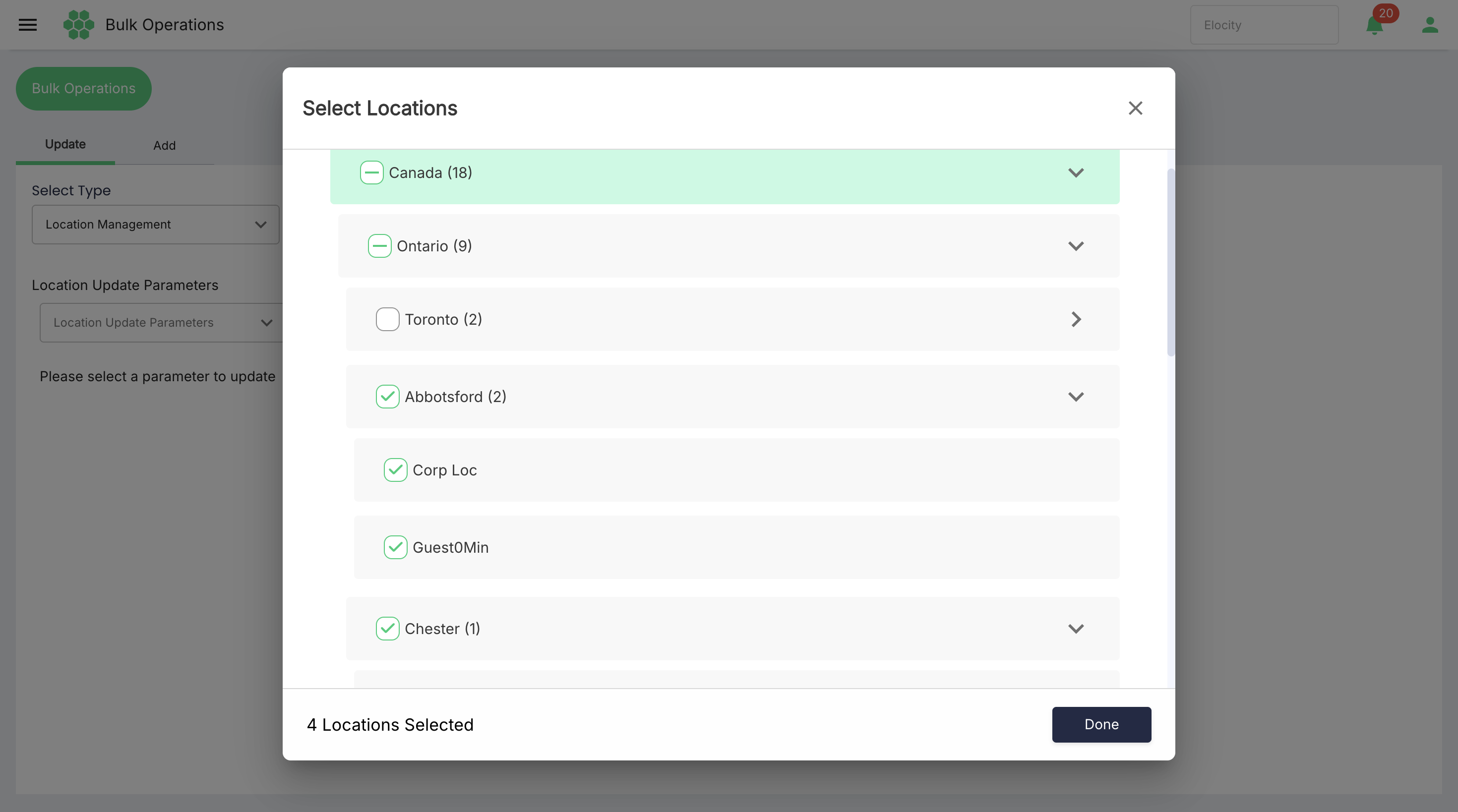 Selecting Locations