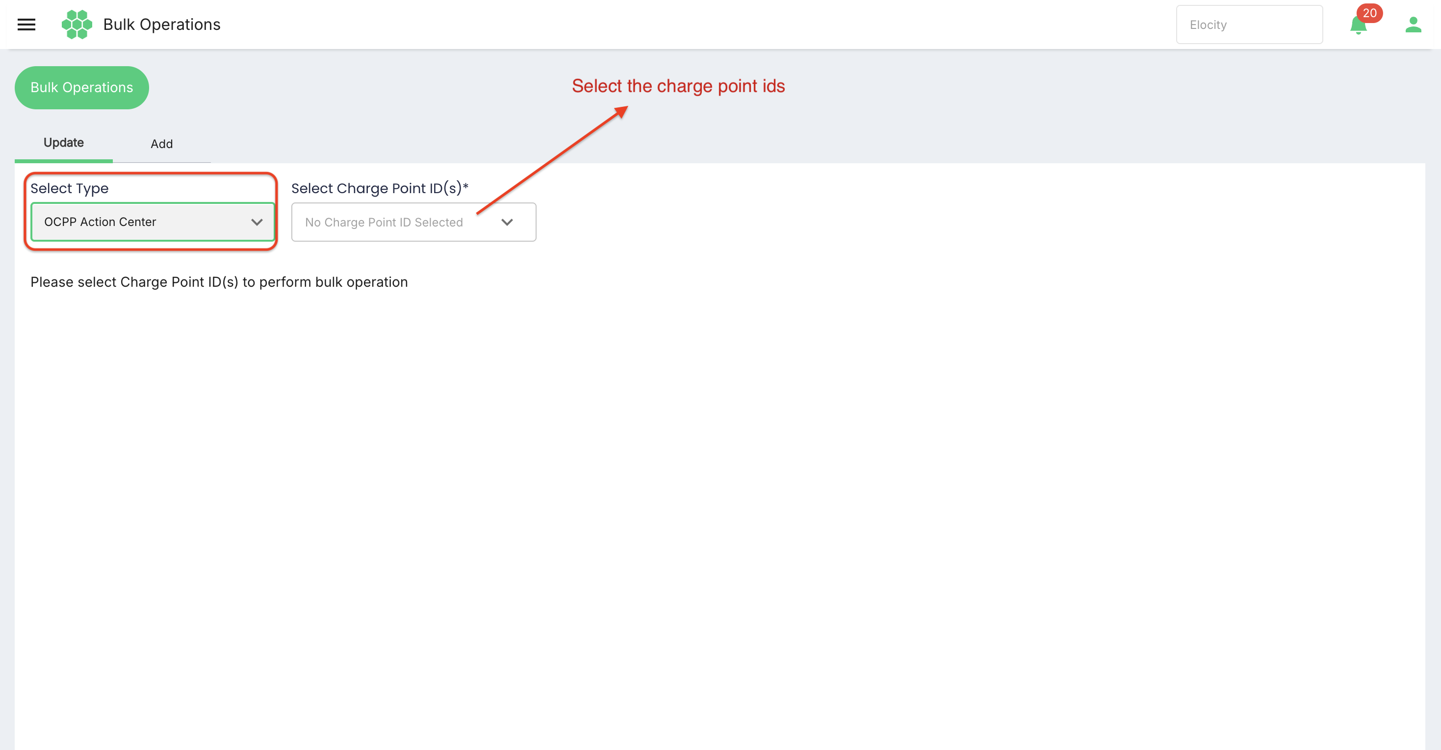 Selecting OCPP Charge Points