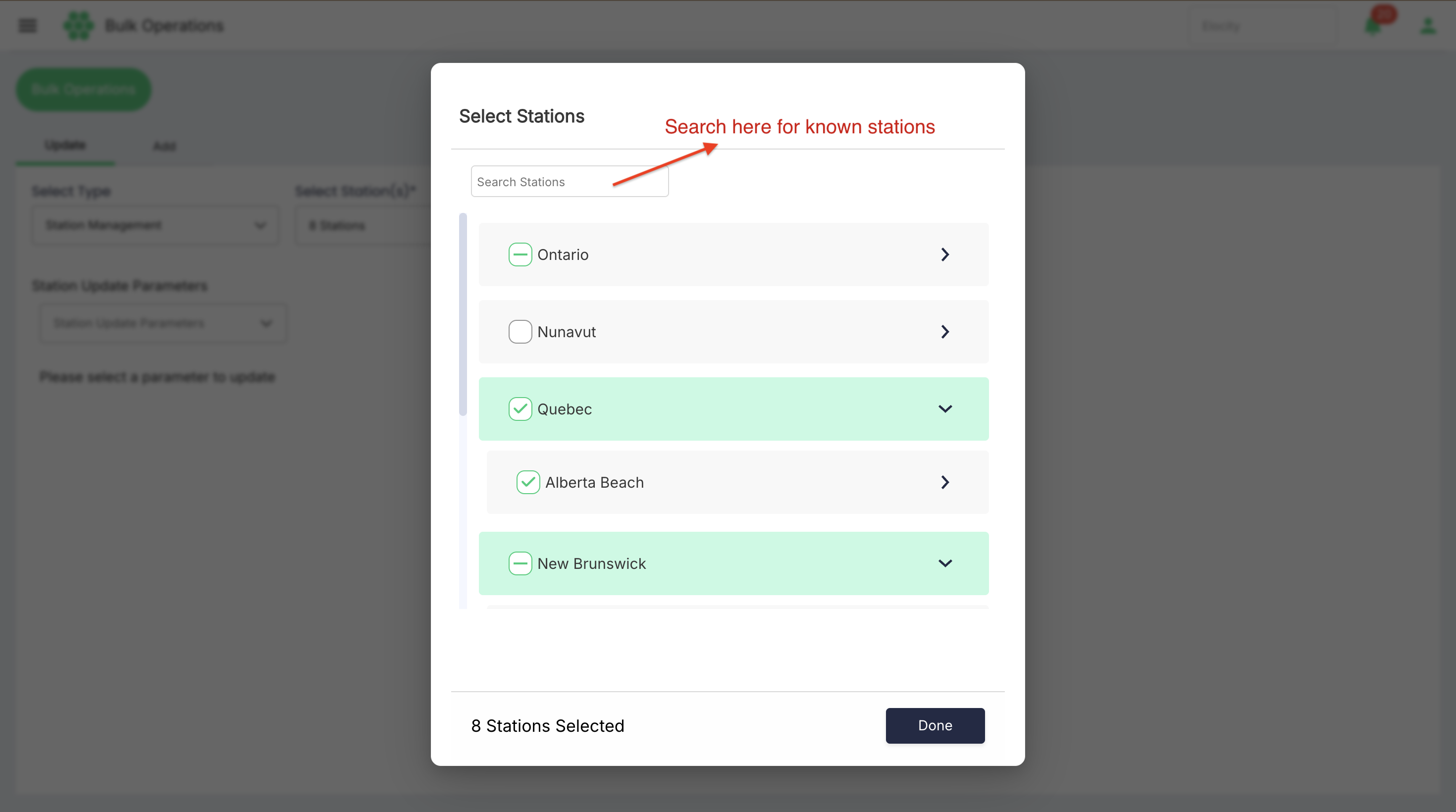 Selecting Stations
