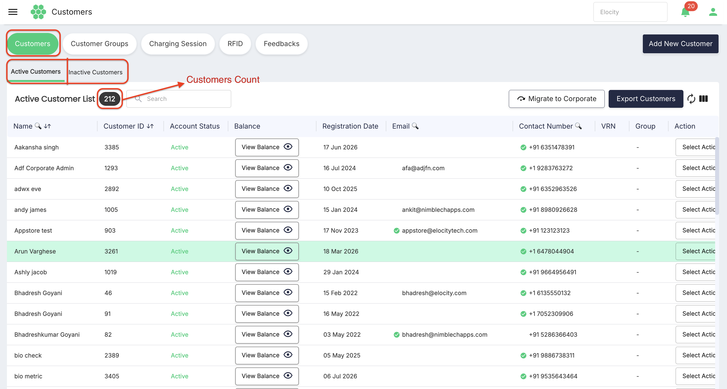 Customers Page
