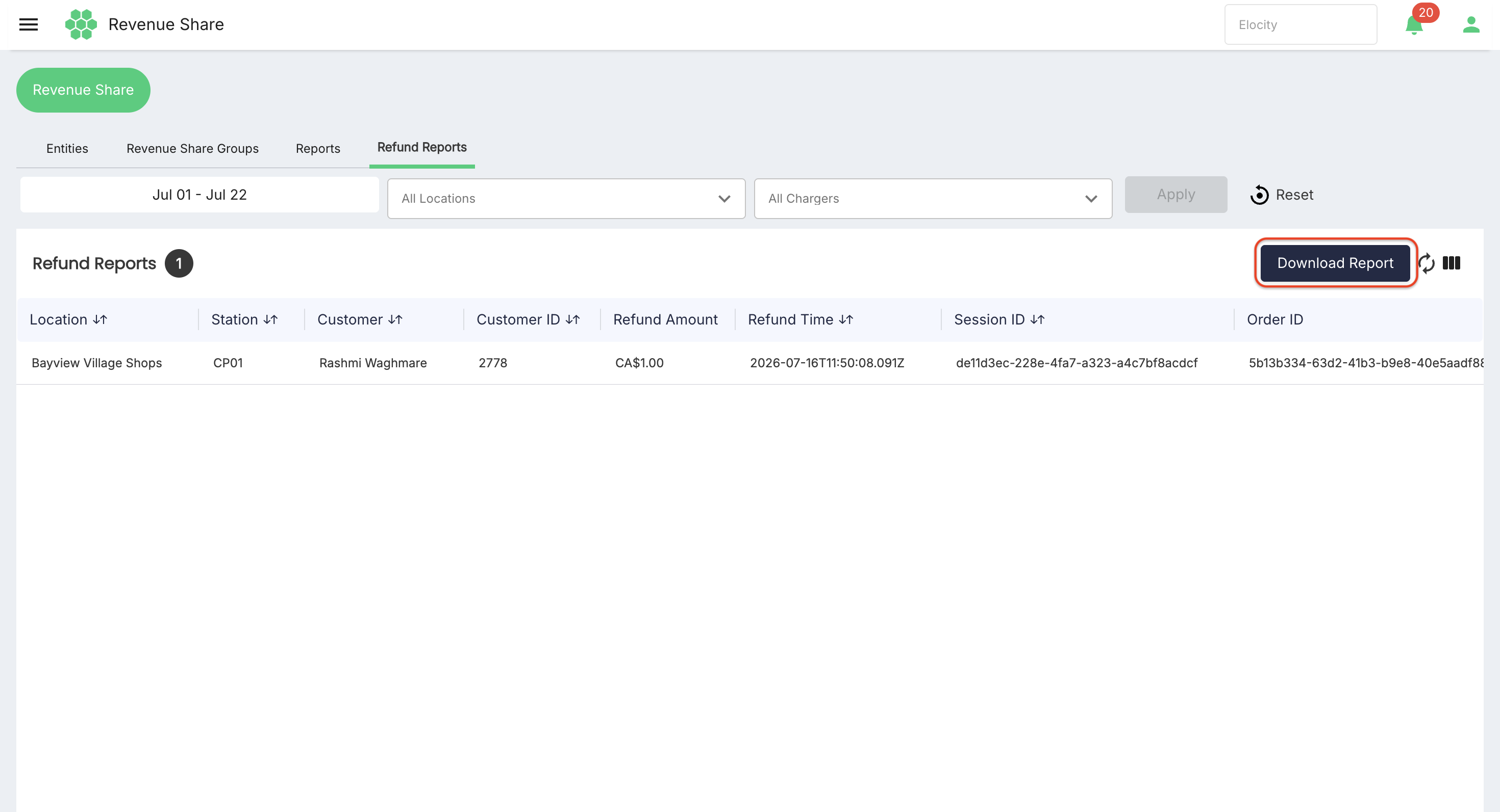 Download Refund Report