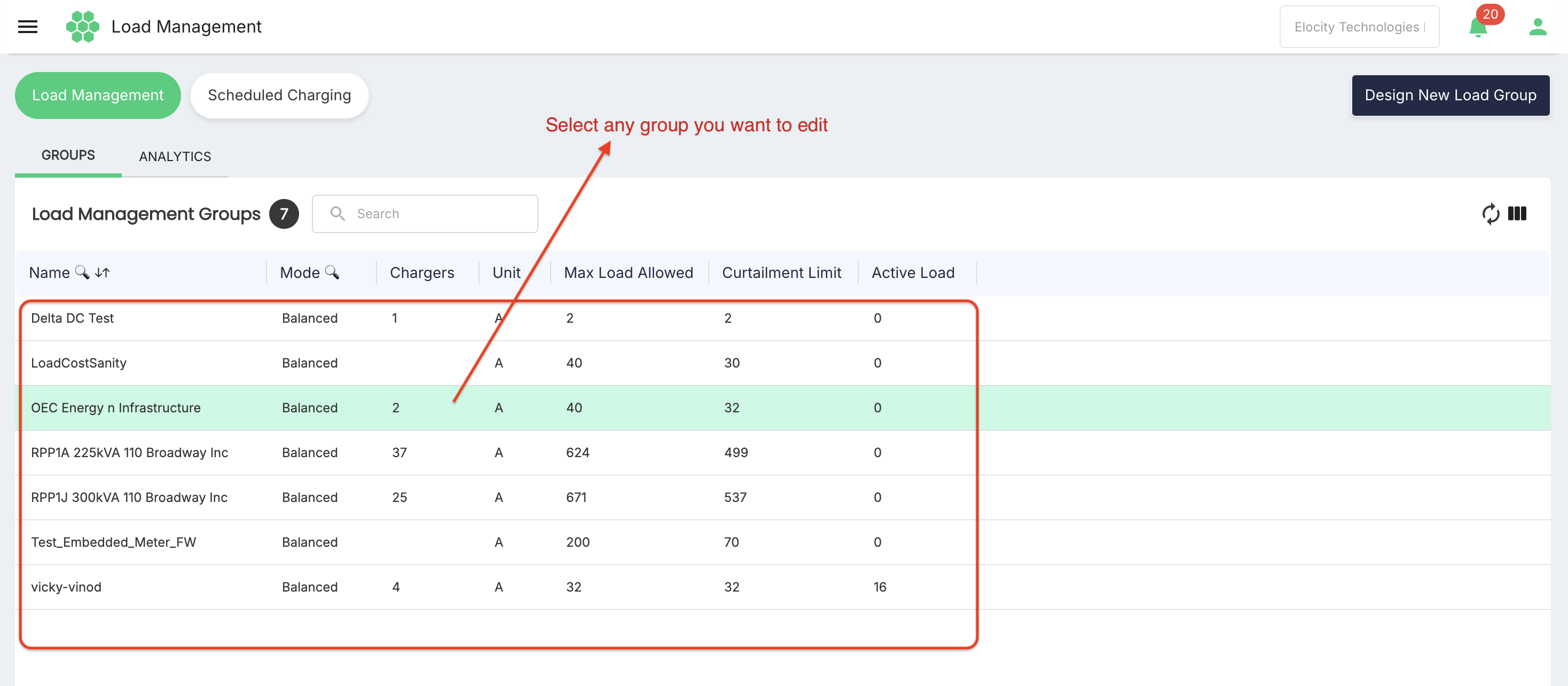 Edit Load Group