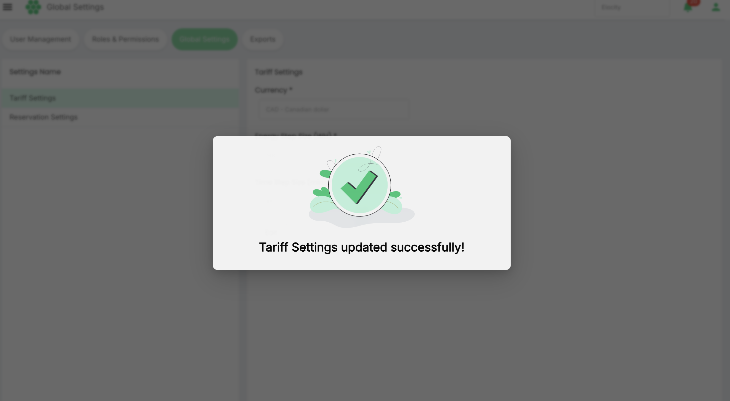 Edit Tariff Settings