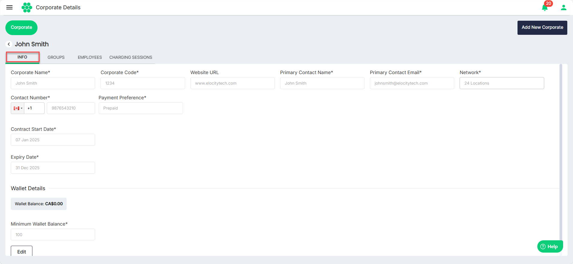 Info tab
