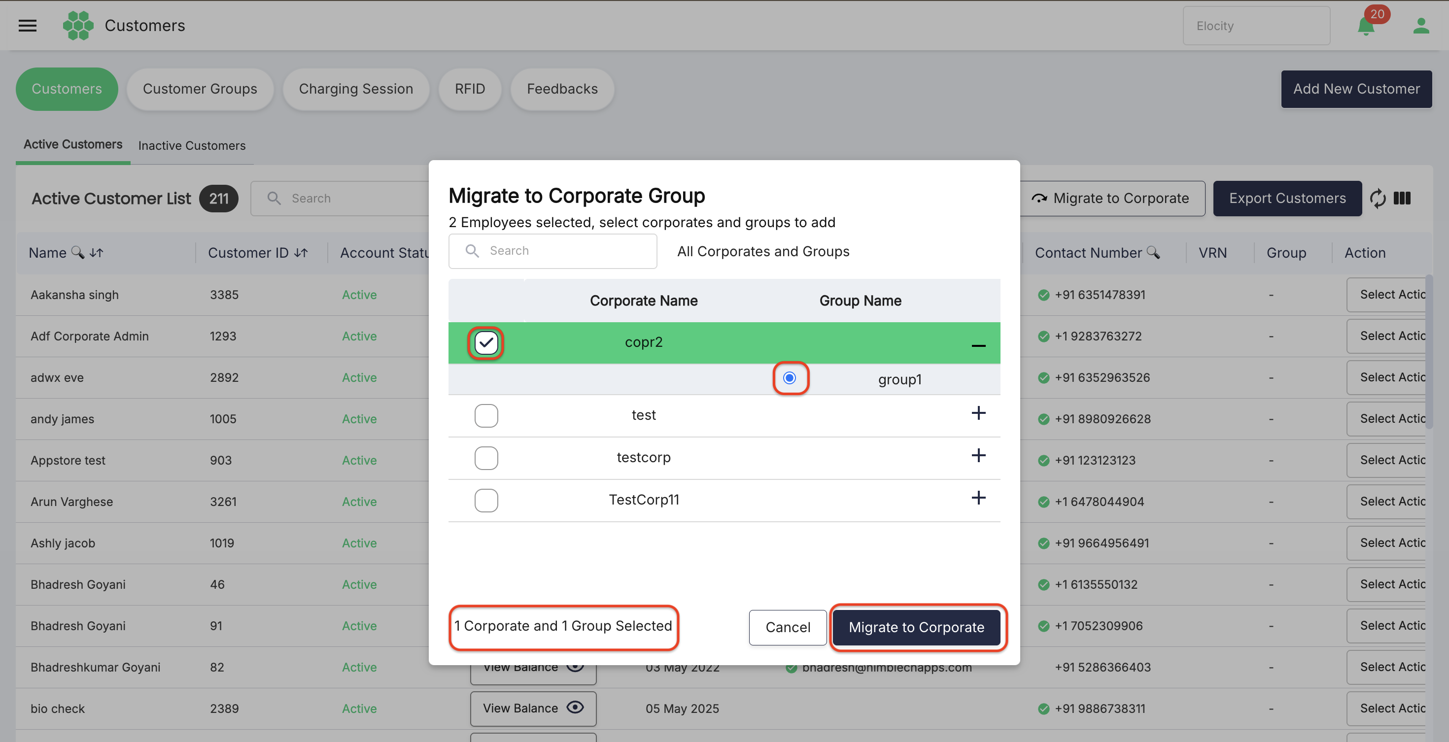 Migrate Customers