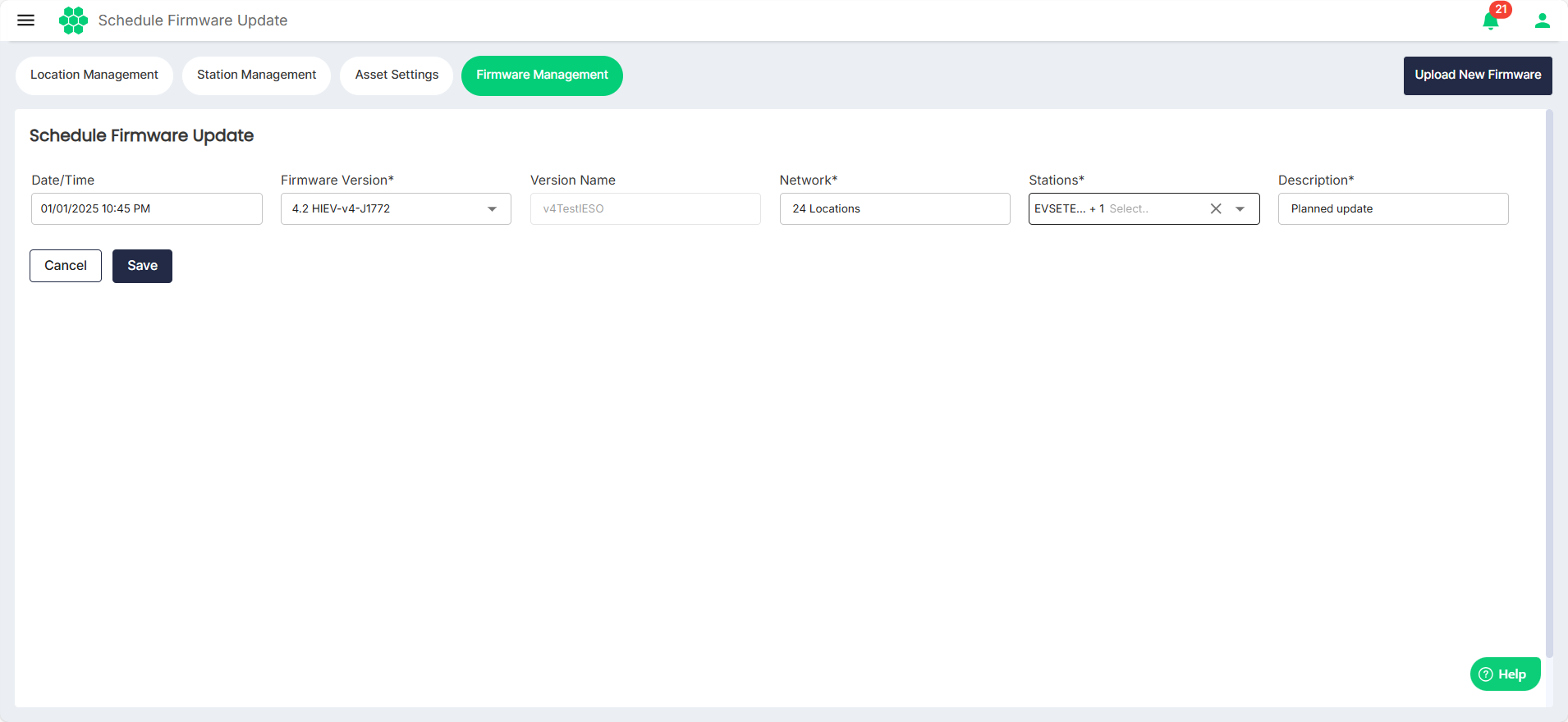 Schedule Firmware Update