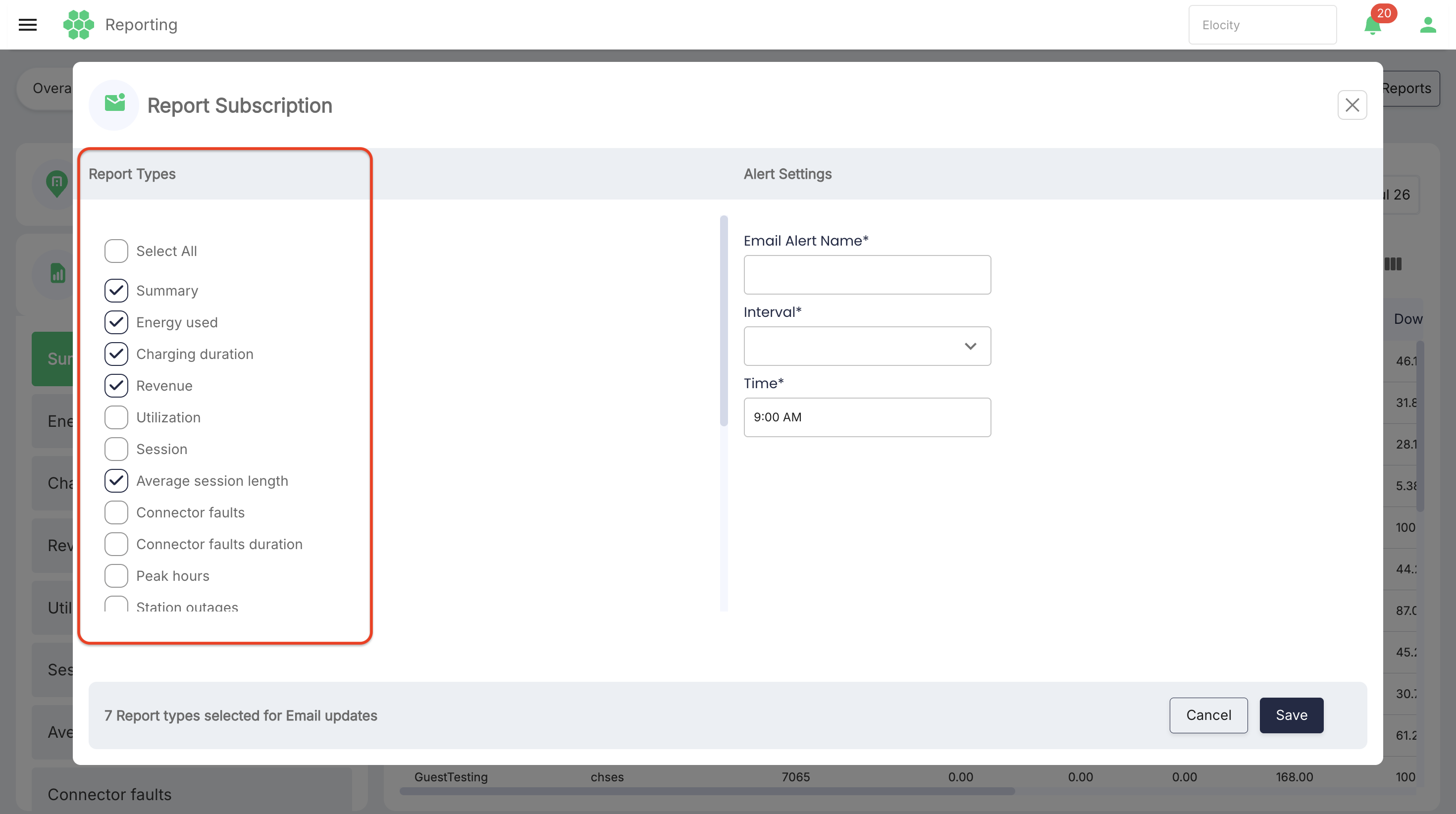 Selecting Report