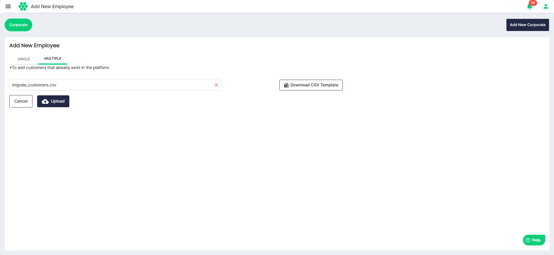 Upload CSV