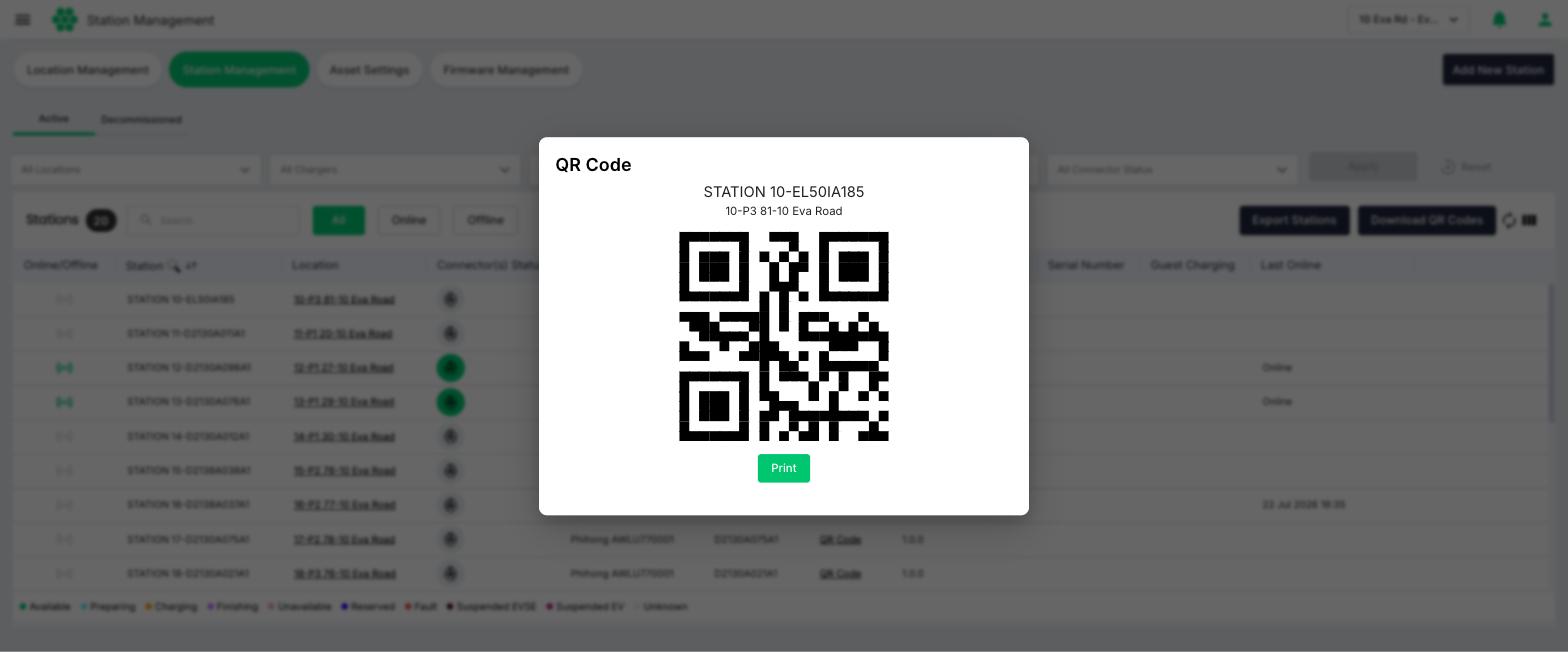 QR Code modal