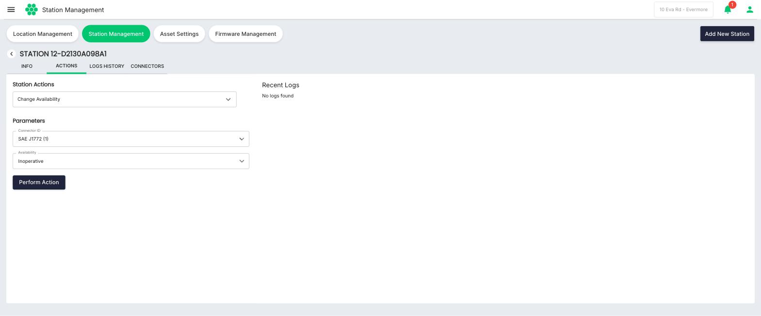 Station Details — ACTIONS tab